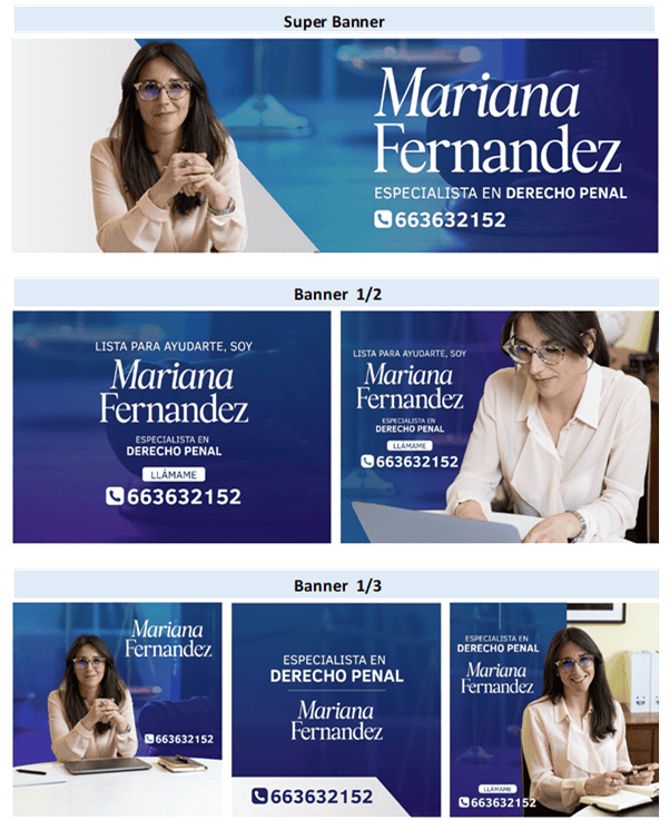 ejmplos de los tamaños de Banners de publicidad online Buscador.Legal