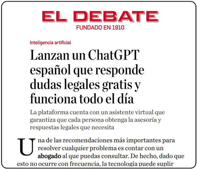 Noticia de asesor.Legal en el debate y nuevo chatgpt legal