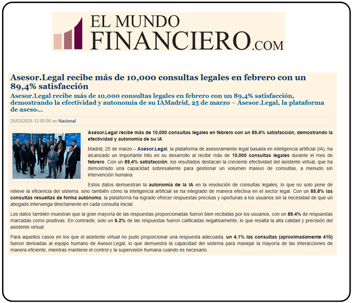 Noticias Asesor.Legal Mundo financiero resultados Febrero
